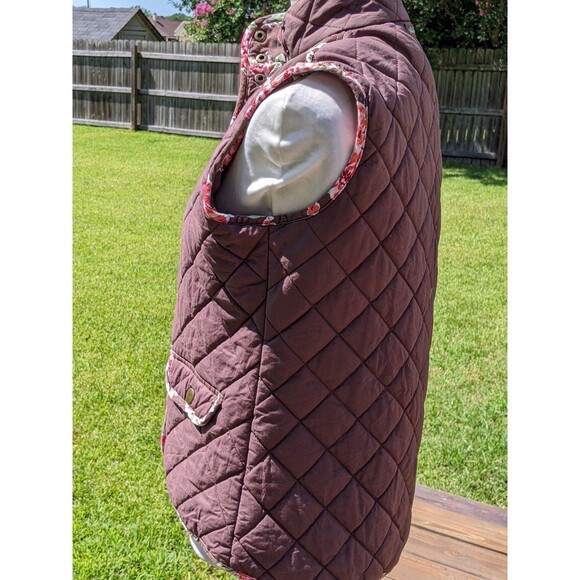 Matilda Jane Sydney Reversible Quilted Puffer Vest Brown Floral Corduroy  S - Picture 4 of 15
